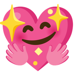 smiling face with open hands and sparkling heart