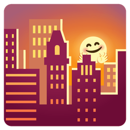 smiling face with open hands and sunset