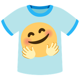 smiling face with open hands and t-shirt