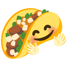 smiling face with open hands and taco