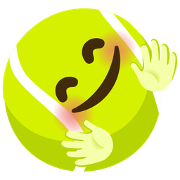 smiling face with open hands and tennis
