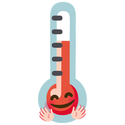 smiling face with open hands and thermometer