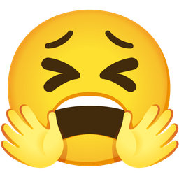 smiling face with open hands and tired face