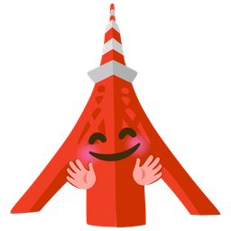 smiling face with open hands and Tokyo tower