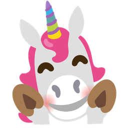 smiling face with open hands and unicorn