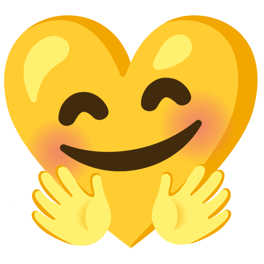 Smiling face with open hands and Yellow heart