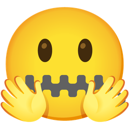 smiling face with open hands and zipper-mouth face