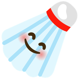 smiling face with smiling eyes and badminton