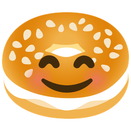 smiling face with smiling eyes and bagel