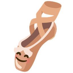 smiling face with smiling eyes and ballet shoes