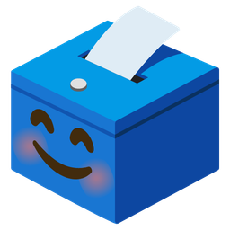 smiling face with smiling eyes and ballot box with ballot