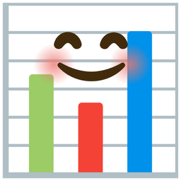 smiling face with smiling eyes and bar chart