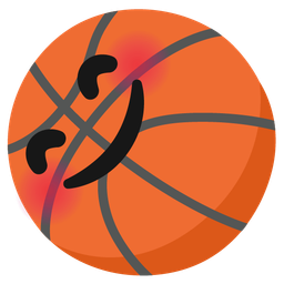 smiling face with smiling eyes and basketball