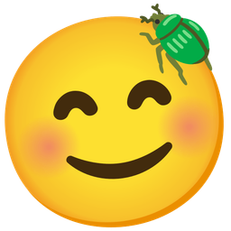smiling face with smiling eyes and beetle