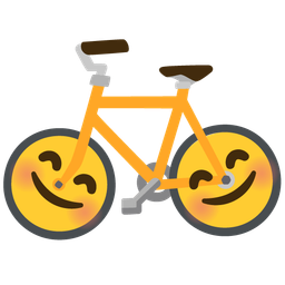 smiling face with smiling eyes and bicycle