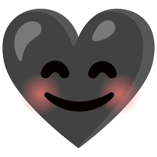 Smiling face with smiling eyes and Black heart