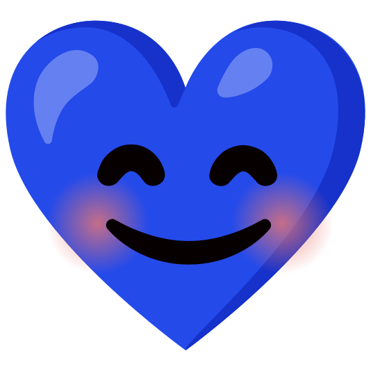 Smiling face with smiling eyes and Blue heart