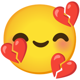 smiling face with smiling eyes and broken heart