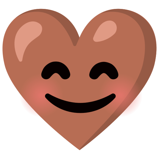 Smiling face with smiling eyes and Brown heart