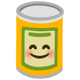 smiling face with smiling eyes and canned food