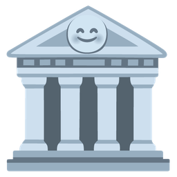 smiling face with smiling eyes and classical building