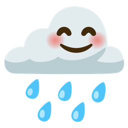 smiling face with smiling eyes and cloud with rain