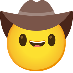 smiling face with smiling eyes and cowboy hat face