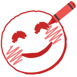 smiling face with smiling eyes and crayon