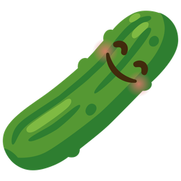 smiling face with smiling eyes and cucumber
