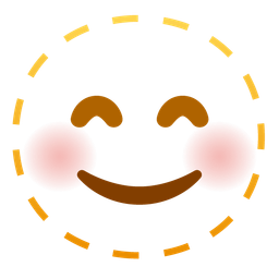 smiling face with smiling eyes and dotted line face