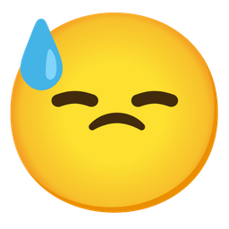smiling face with smiling eyes and downcast face with sweat