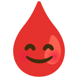 smiling face with smiling eyes and drop of blood