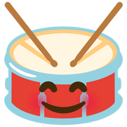 smiling face with smiling eyes and drum