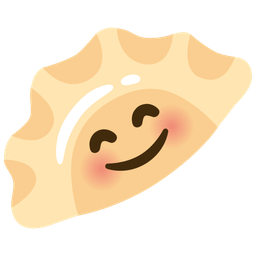 smiling face with smiling eyes and dumpling