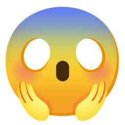 smiling face with smiling eyes and face screaming in fear