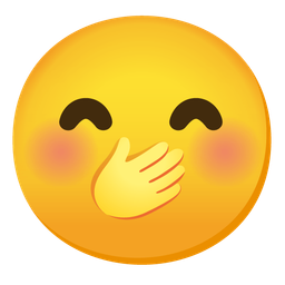 Smiling face with smiling eyes and Face with hand over mouth