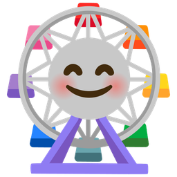 smiling face with smiling eyes and ferris wheel