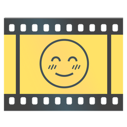 smiling face with smiling eyes and film frames