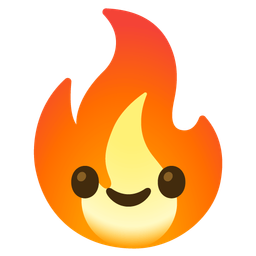 smiling face with smiling eyes and fire