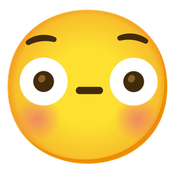 smiling face with smiling eyes and flushed face