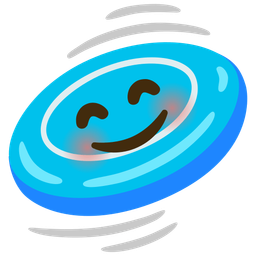 smiling face with smiling eyes and flying disc
