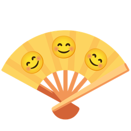 smiling face with smiling eyes and folding hand fan