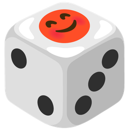 smiling face with smiling eyes and game die
