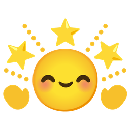 smiling face with smiling eyes and glowing star