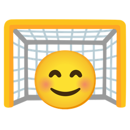 smiling face with smiling eyes and goal net