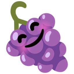 smiling face with smiling eyes and grapes