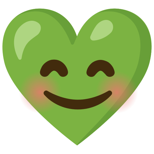 Smiling face with smiling eyes and Green heart