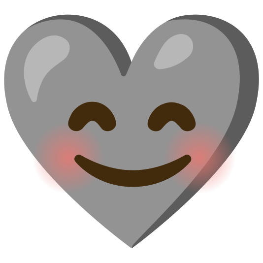 Smiling face with smiling eyes and Grey heart