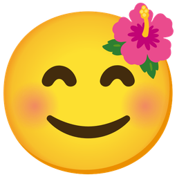 smiling face with smiling eyes and hibiscus