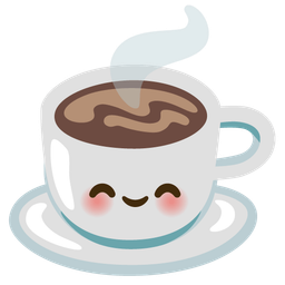 smiling face with smiling eyes and hot beverage